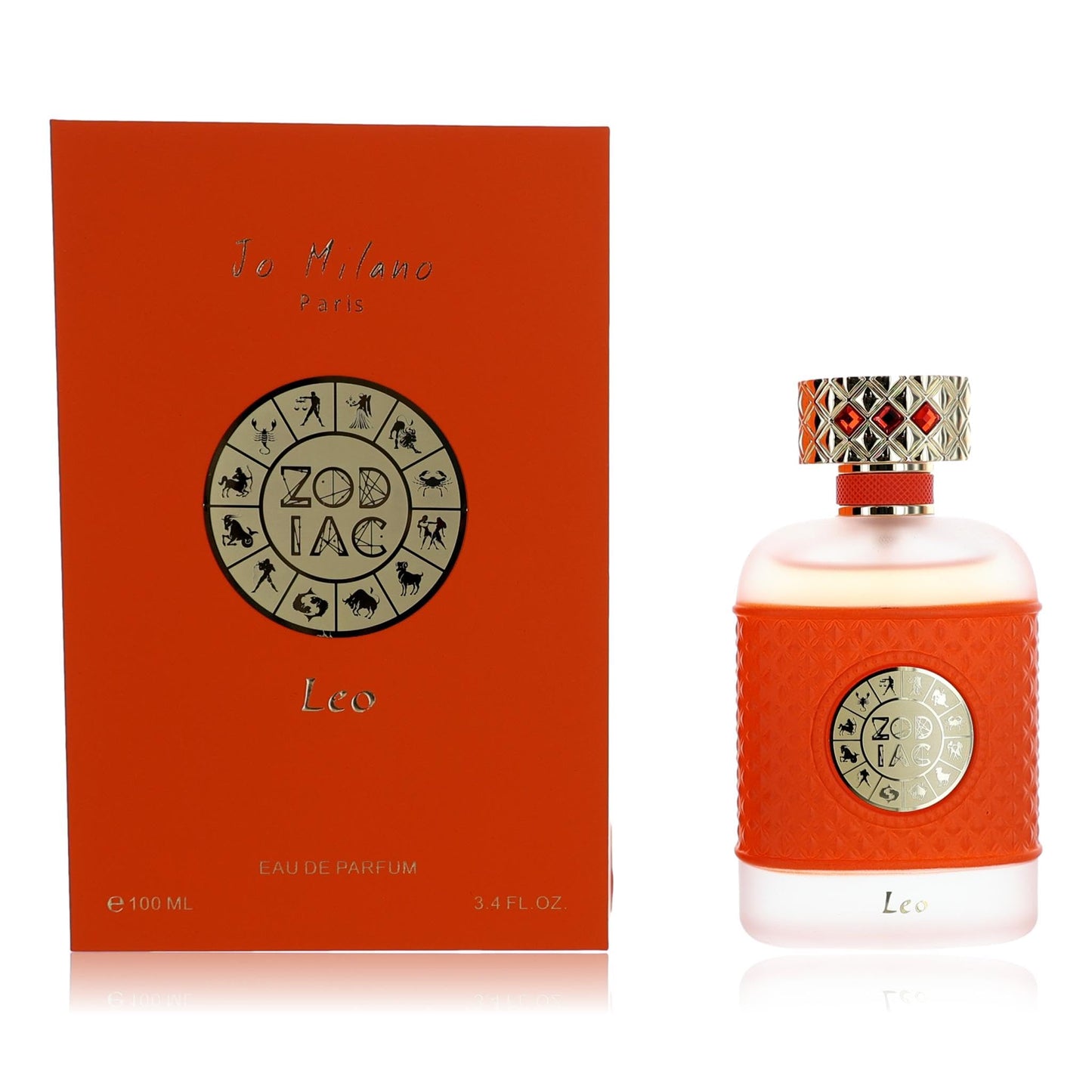 Jo Milano Paris Zodiac LEO Eau de Parfum, 3.4 FL OZ, 100 ML, ORANGE and Gold