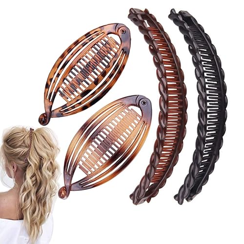 Aaiffey 4pcs Banana Hair Clips Vintage Clincher Combs Tool for Thick Curly Hair Accessories Fish Shape Ponytail Holer Claws Grips Clamp Clip Claws Set