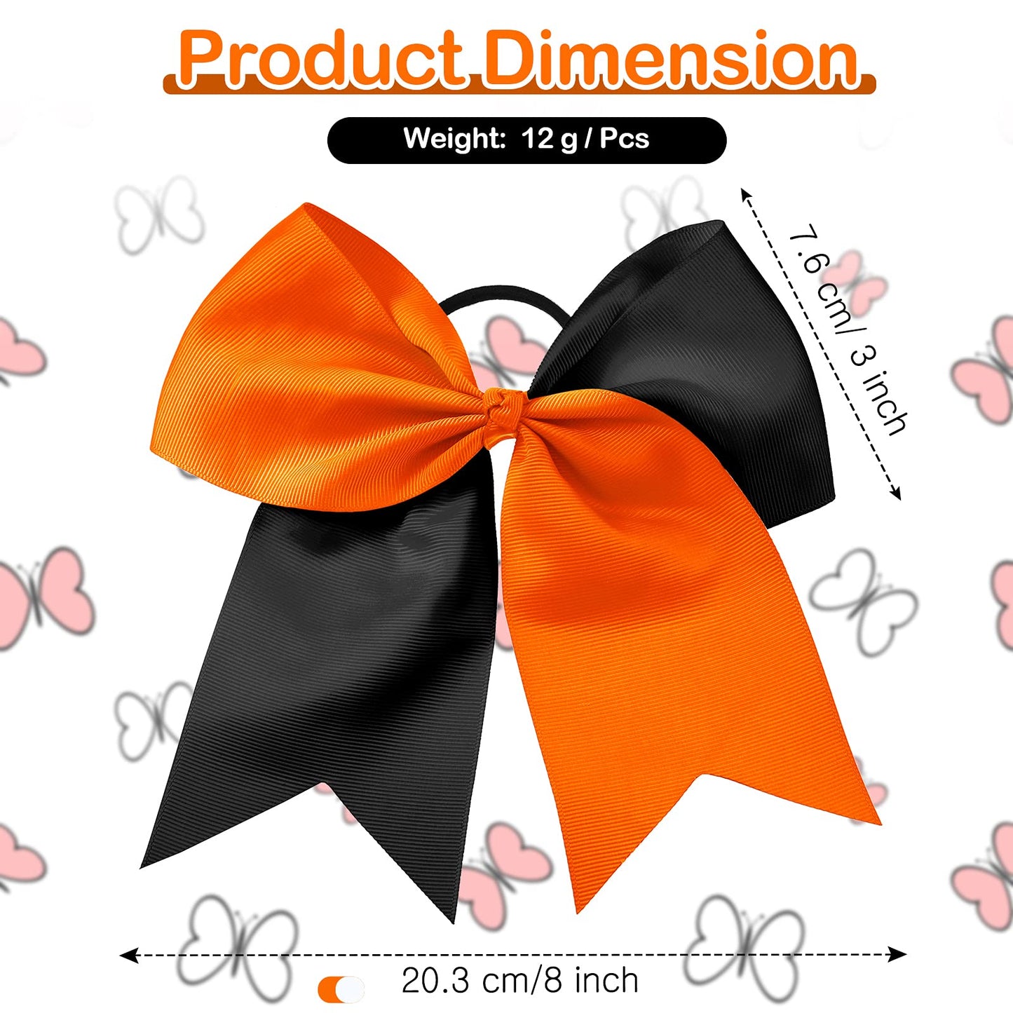 2 Packs Jumbo Cheerleading Bow 8 Inch Large Cheer Hair Bows with Ponytail Holder for Teen Girls Softball Outfit Uniform(Orange and Black) Beauty and Personal Care WILLBOND