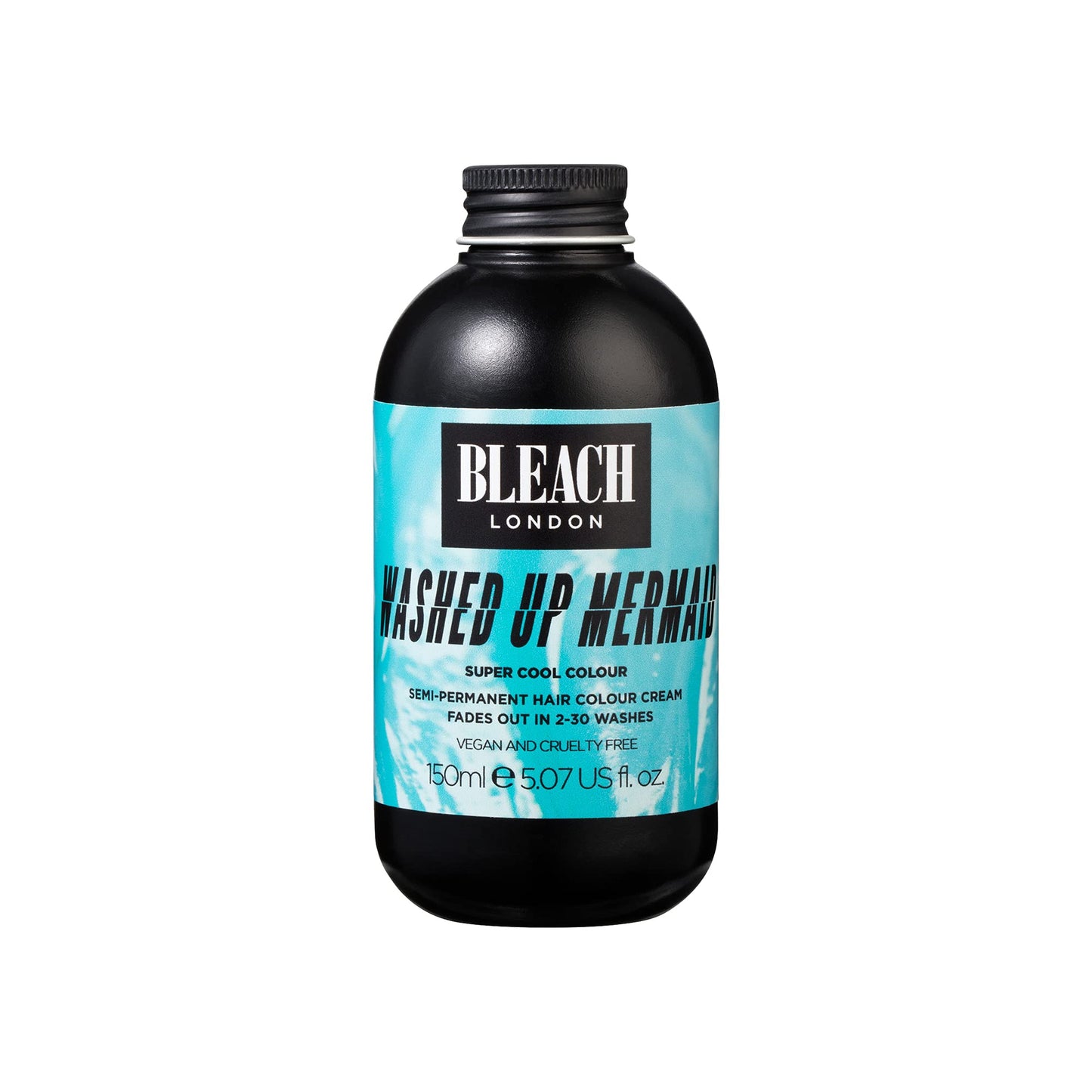 BLEACH LONDON Washed Up Mermaid Super Cool Color - Semi-Permanent Hair Color, Vivid Turquoise Blue, Bright Aqua Temporary Hair Color Cream, 5.07 fl