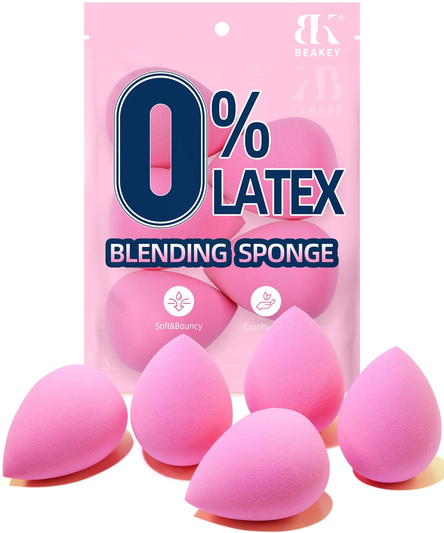 BEAKEY Makeup Sponge Set for Blending, Pink Soft Beauty Sponges Beauty and Personal Care BEAKEY Default Title