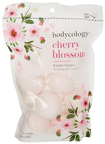 Bodycology Cherry Blossom Bath Fizzies Soak Balls, 8 Count