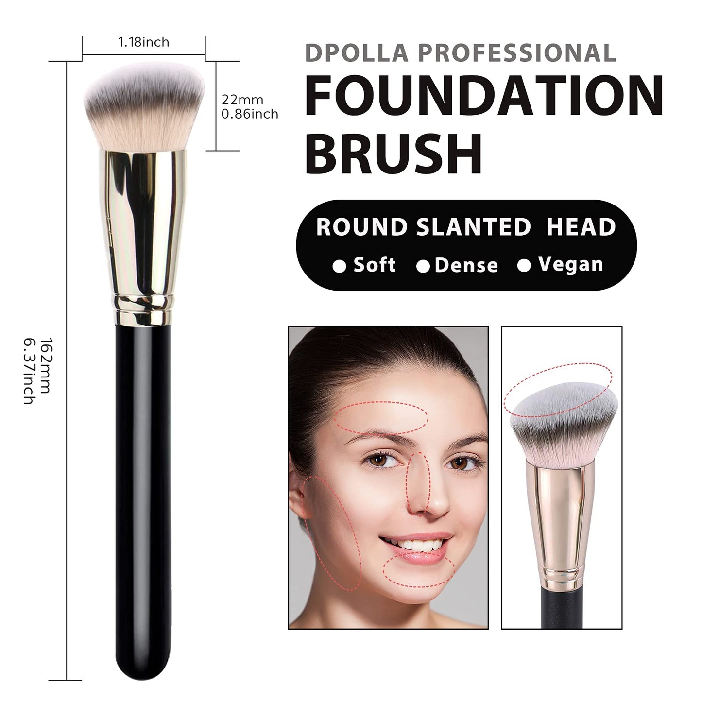 Makeup Brushes DPOLLA Pro Foundation Brush and Flawless Concealer Brush Perfect for Any Look Premium Luxe Hair Contour Brush Perfect for Blending