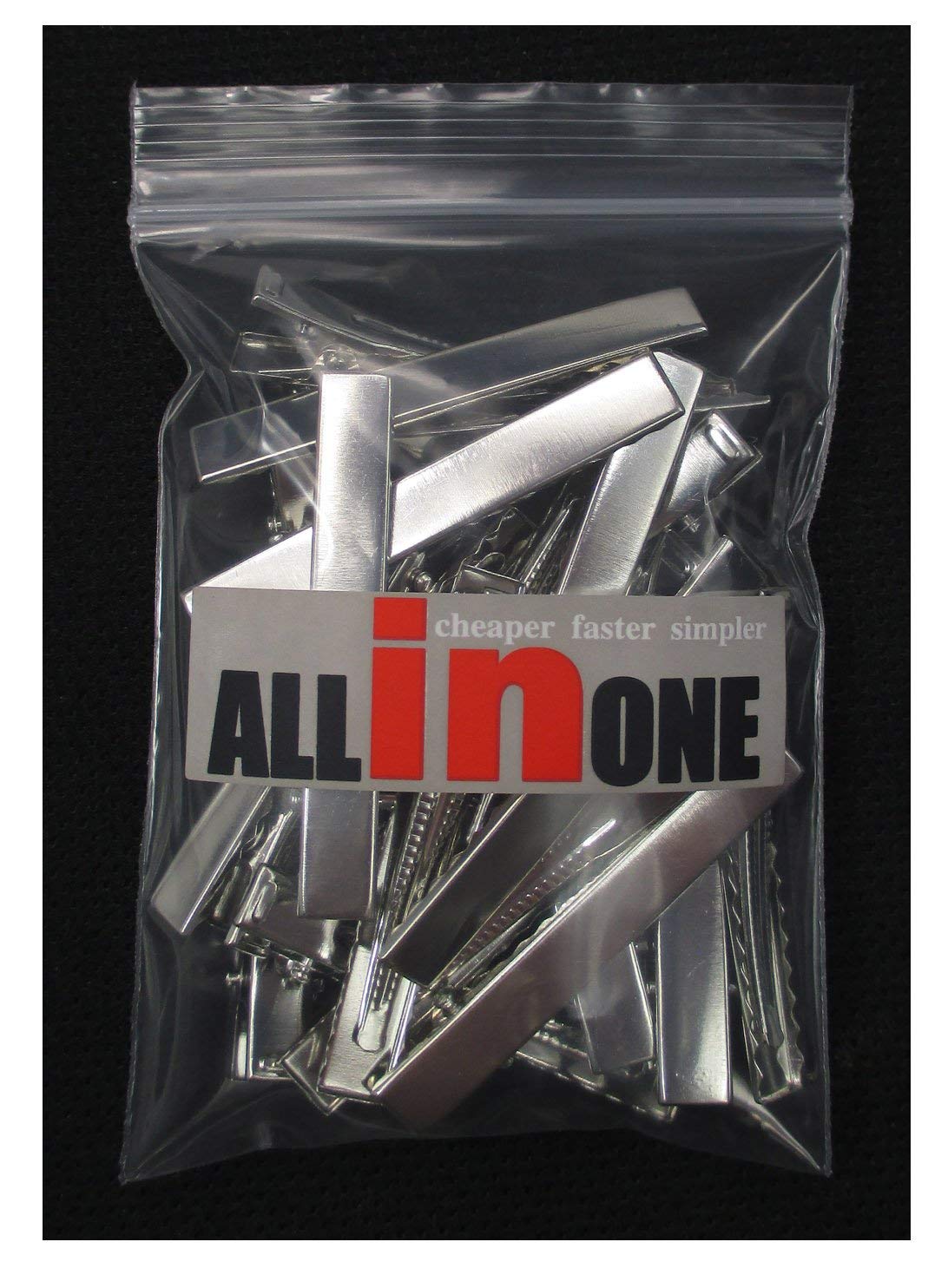 50pcs Metal Silver Flat Single Prong Alligator Hair Clips Nickel Free 56mm
