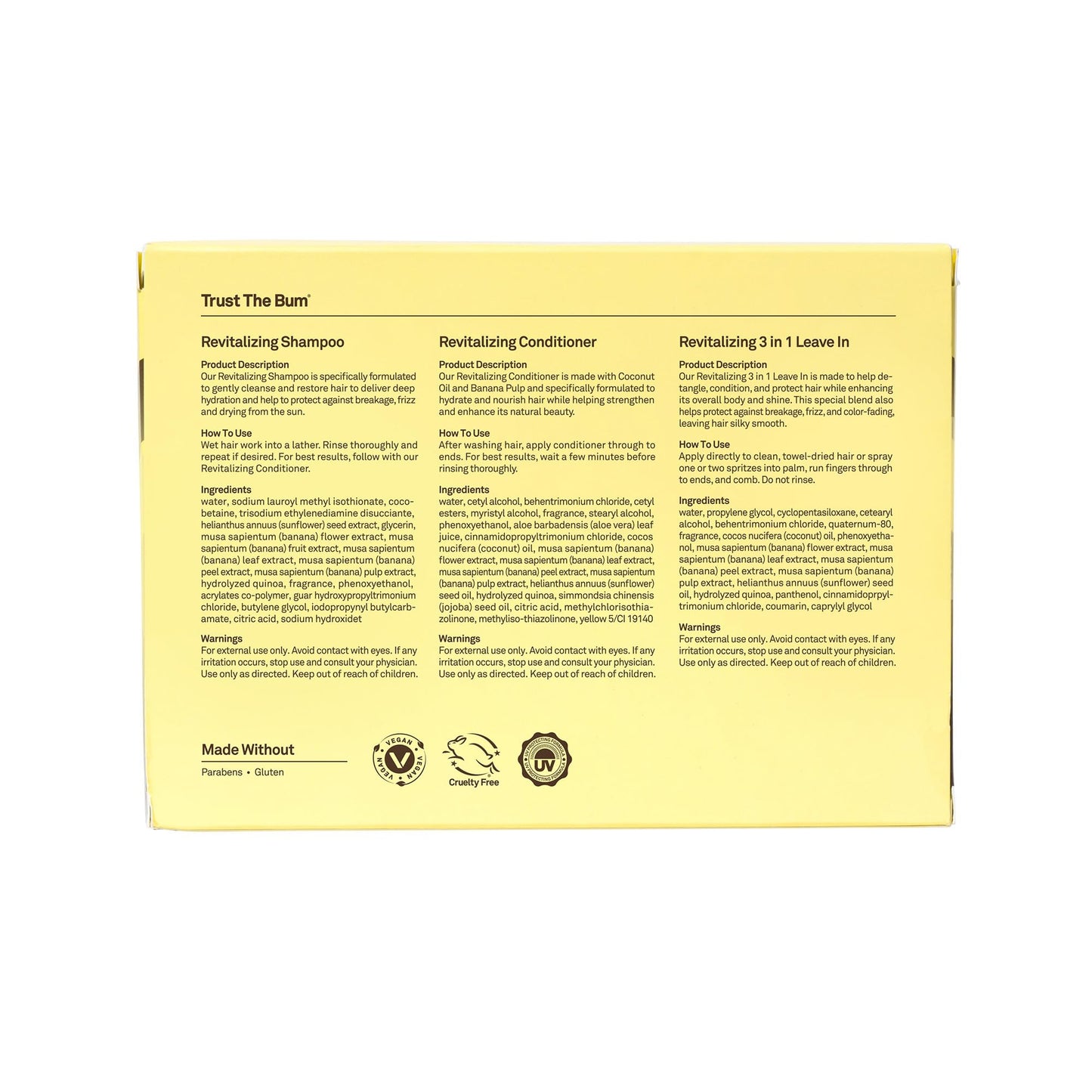 Sun Bum Hair Care Travel Essentials Kit - Revitalize Your Hair With Revitalizing Shampoo, Conditioner, and 3-in-1 Leave In Treatment - Includes Aloha
