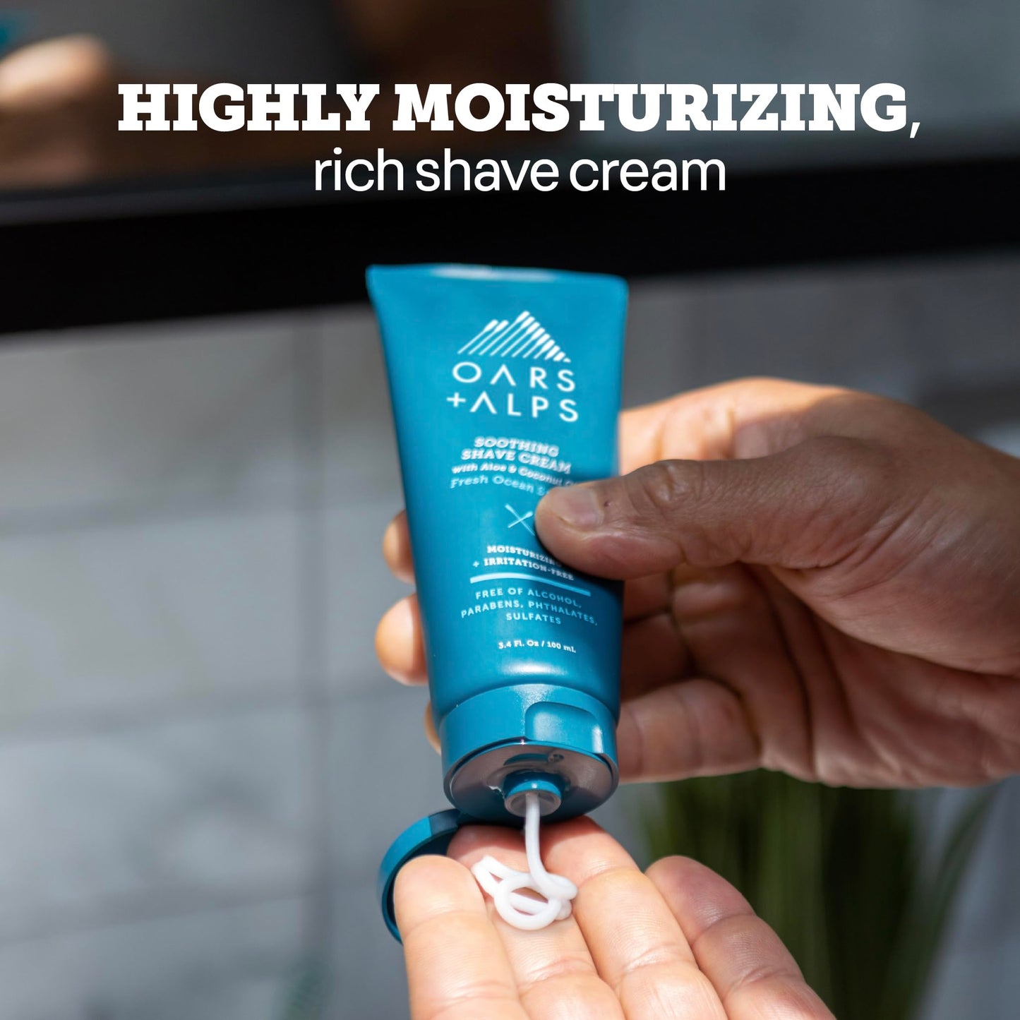Oars + Alps Soothing Men's Shaving Cream, Dermatologist Tested and Infused with Aloe and Coconut Oil, Fresh Ocean Splash Scent, TSA Friendly, 3.4 Oz…