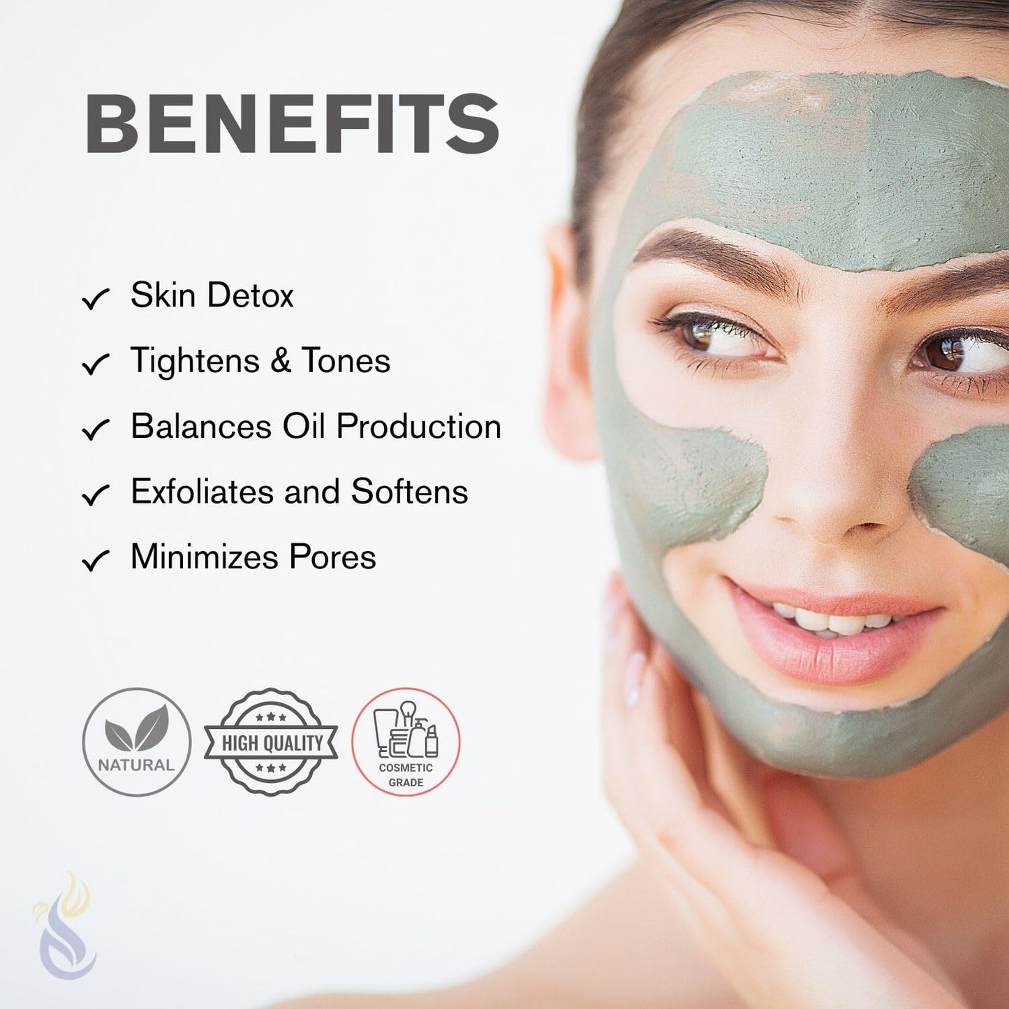 ClearLee Bentonite Clay Cosmetic Grade Powder - 100% Pure Natural Powder - Indian Clay - Great For Skin Detox, Rejuvenation, and More - Heal Damaged