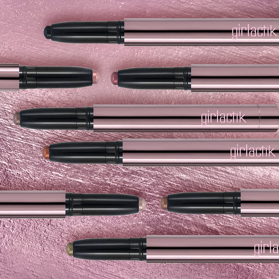 Girlactik Creamy Eyeshadow Stick- Long Lasting and Water-Resistant, Shimmering and Matte Colors Eye Shadow Stick Makeup, Built-in sharpener - 2 g…