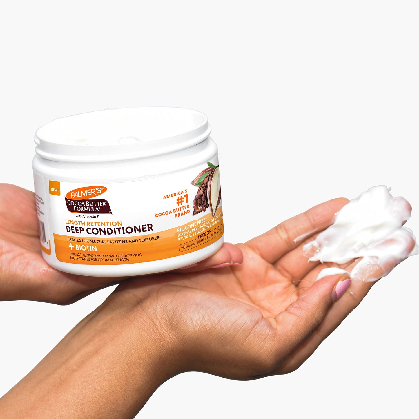 Palmer's Cocoa Butter & Biotin Length Retention Deep Conditioner, Strengthen, Nourish and Restore Elasticity and Shine, Suitable for All Curly Hair