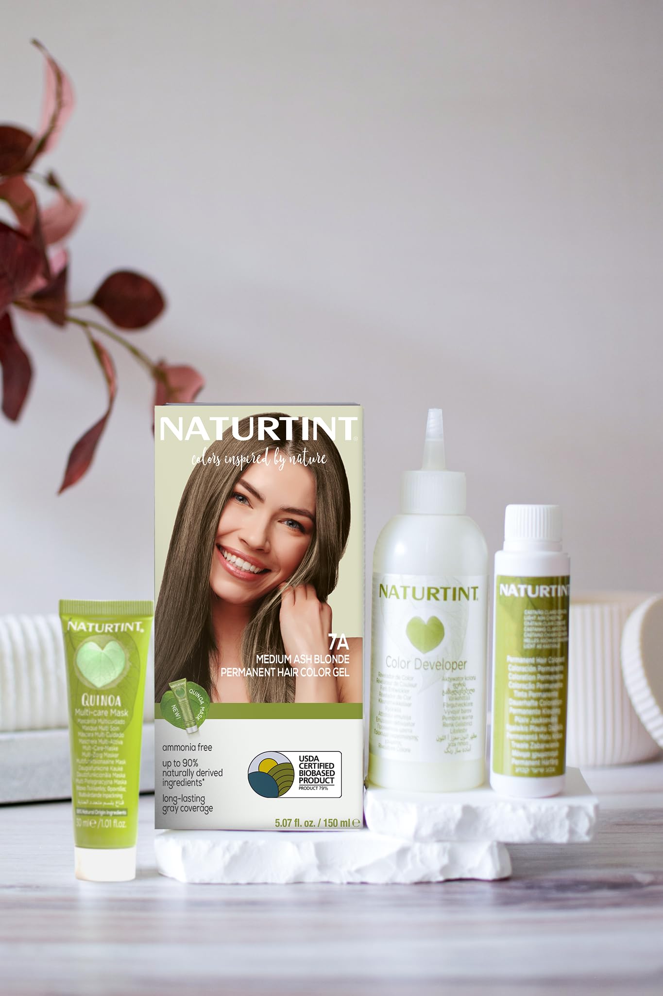 Naturtint 7A Medium Ash Blonde Permanent Hair Color (Pack of 1), Ammonia Free, Vegan, Cruelty Free, up to 100% Gray Coverage, Long Lasting Results