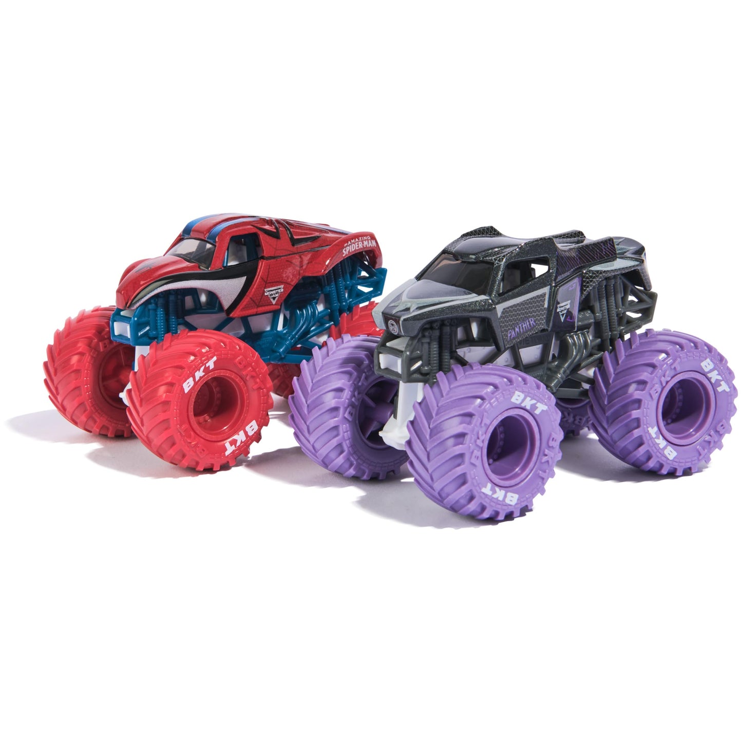 Monster Jam, Marvel Official Spider-Man Vs. Black Panther Die-Cast Monster Trucks, 1:64 Scale, Kids Toys for Boys and Girls Ages 3 and up