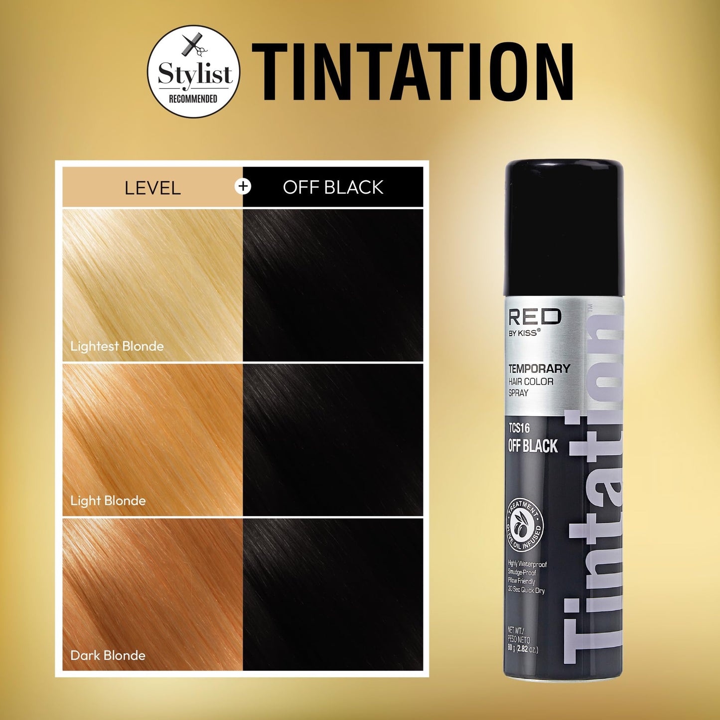 Red by Kiss Tintation Temporary Hair Color Spray, Instant Gray Root Touch Up Coverage, Water-Resistant & Smudge-Proof, Easy Wash Out, Barber