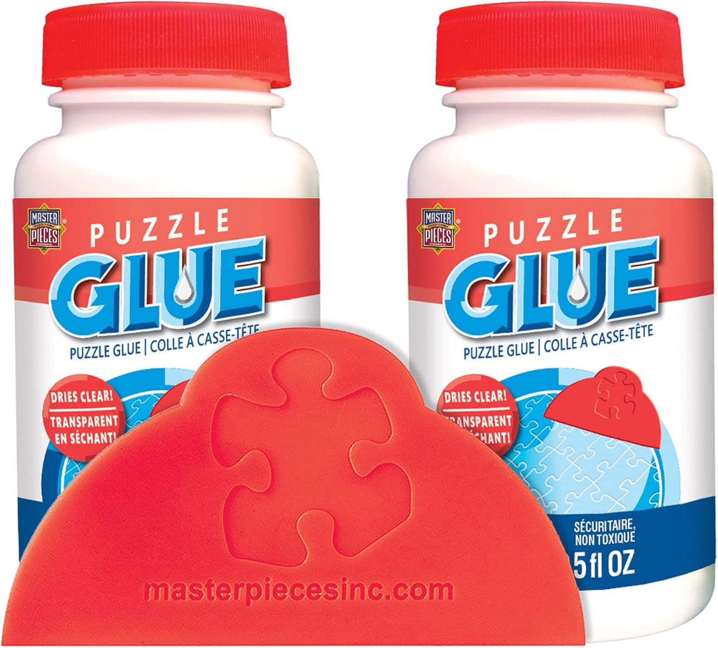 MasterPieces Jigsaw Bottle & Wide Plastic Spreader Puzzle Glue, 5 Ounces, Blue,Orange 10 Fl Oz
