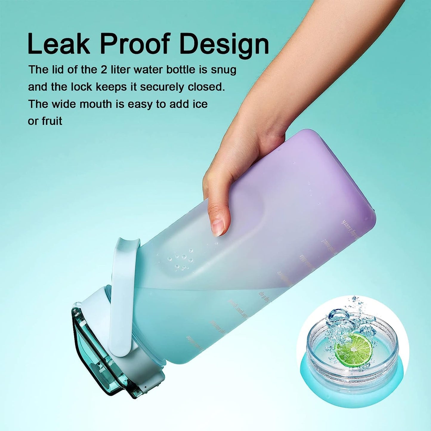 VELINE Large Motivational Water Bottle with Straw, 64oz Half Gallon Water Jug with Time Marker, Leak-Proof and BPA-Free for Sports and Fitness