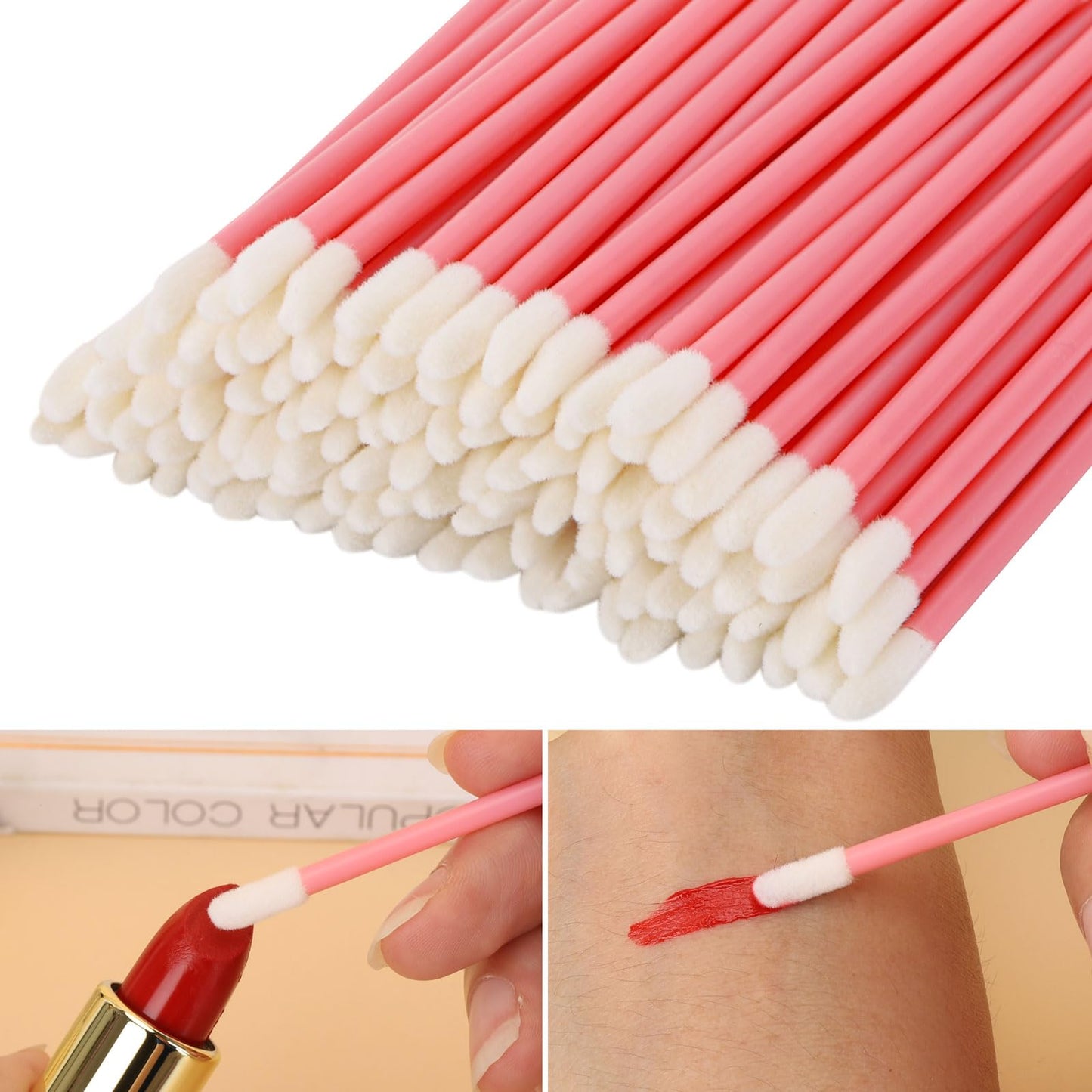 700 Piece Disposable Lip Wands - Lip Brushes, Lipstick & Gloss Applicators - Lint Free Makeup Applicator Brush Beauty Tool - Pink Beauty and Personal Care BTYMS