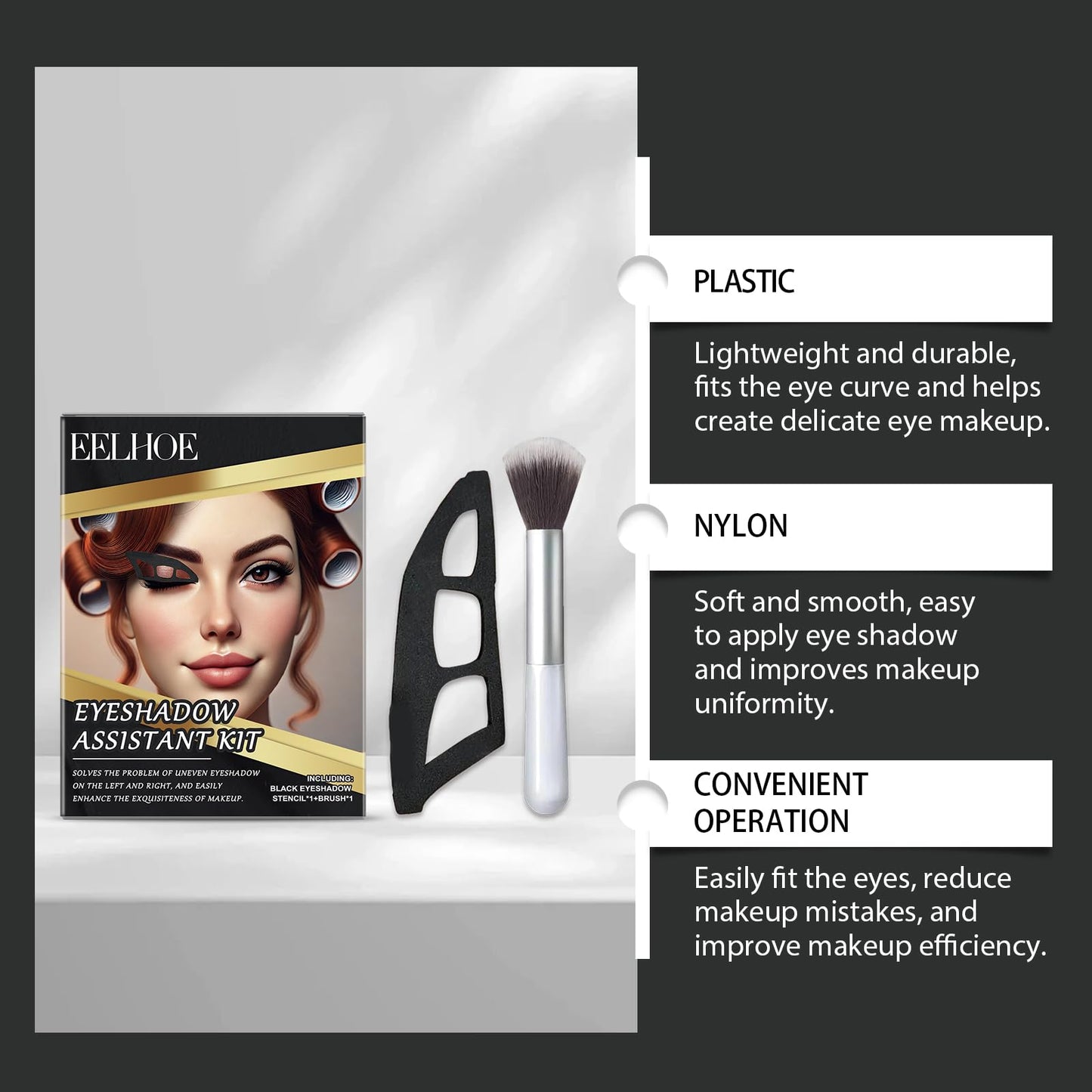 yunxinqiao Eyeshadow Stencil Kit, Reusable Eyeshadow Templates with Makeup Brushes, Easy to Carry?Easy Eye Makeup Tools for Beginners and Pros