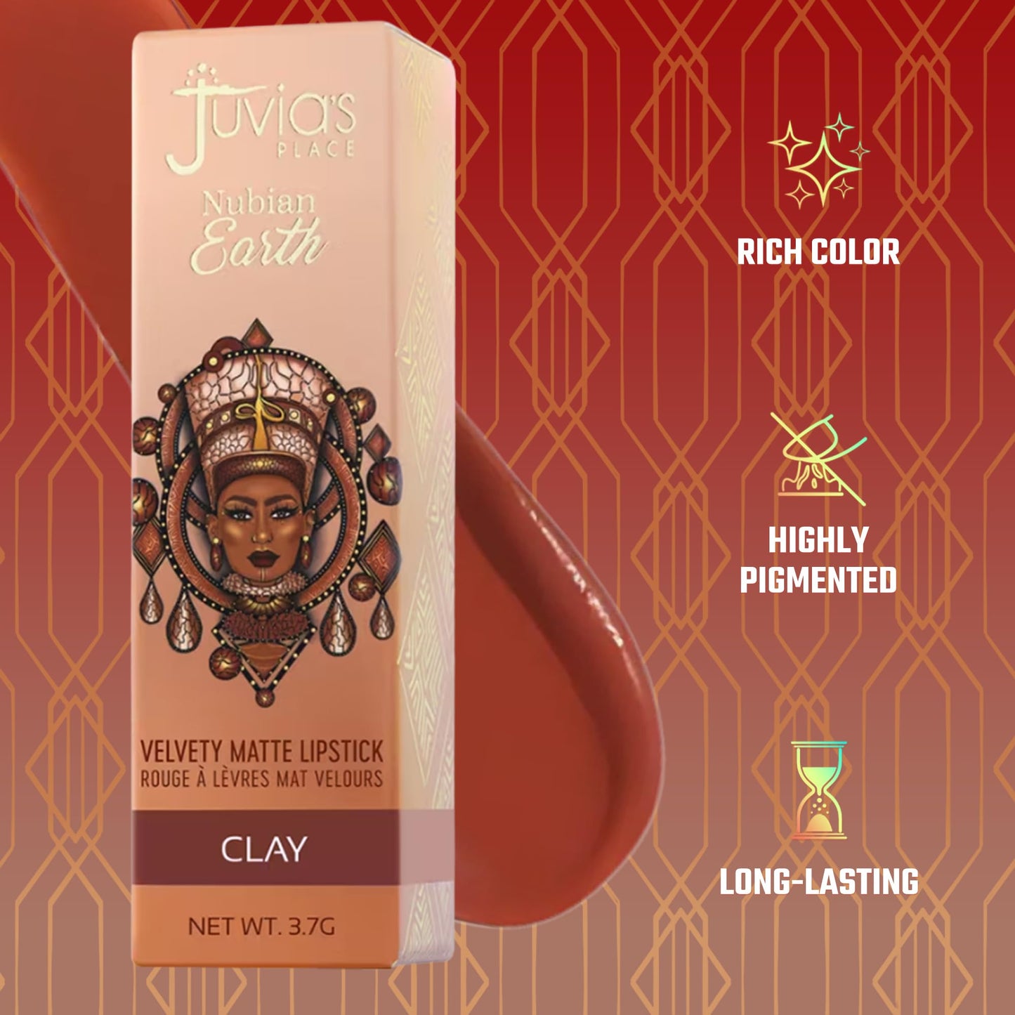 Juvia's Place Nubian Earth Matte Lipstick Clay - Hydrating Long-lasting Lipstick, Richly Pigmented Lip Makeup, Creamy with Matte Finish Beauty & Lip