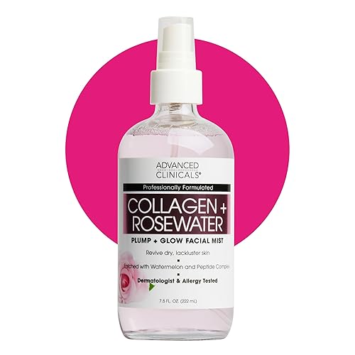 Advanced Clinicals Collagen Rosewater Face Mist Skin Care Reviving & Hydrating Facial Mist for Face | Instant Hydration Face Spray Toner with Pure