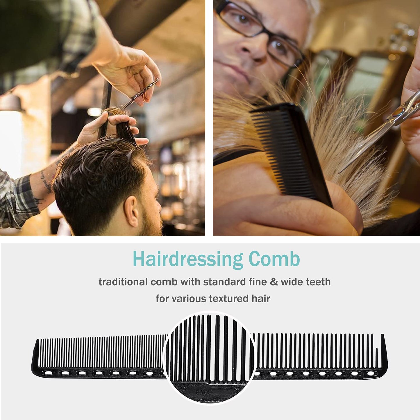 6 Pieces Carbon Fiber Hair Combs Set, General Styling Grooming Combs, Anti Static Heat Resistant Hairdressing Comb, Fine and Wide Tooth Hair Barber Beauty and Personal Care MODENGKONGJIAN