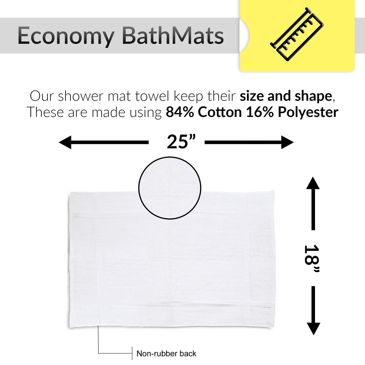 GOLD TEXTILES 12 Pack New Cotton Blend Economy White Hotel Bath Mat Towel (18x25 Inches) Light Weight Quick Drying & Machine Washable - Hotel…