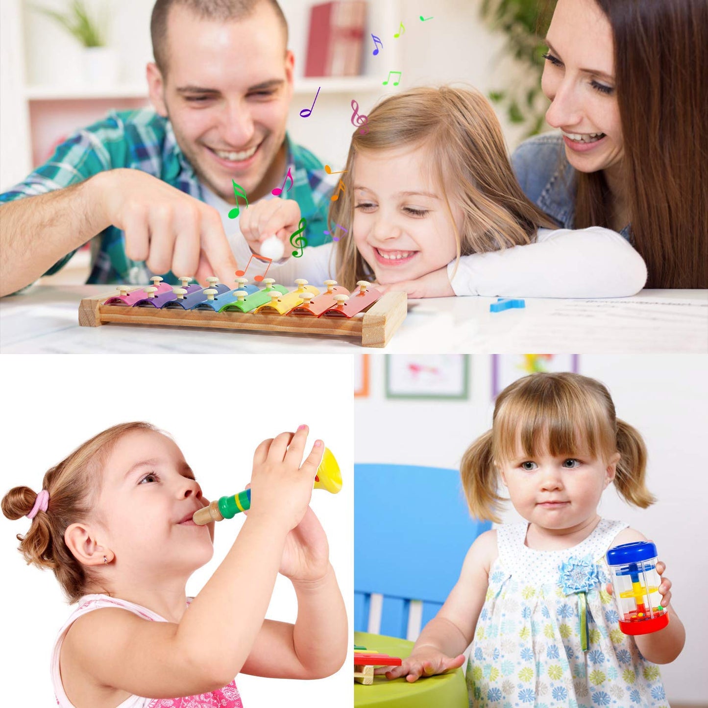 Kids Musical Instruments Set – 33PCS Wooden Percussion Toys with Tambourine & Xylophone, Educational Music Kit for Preschool Boys & Girls