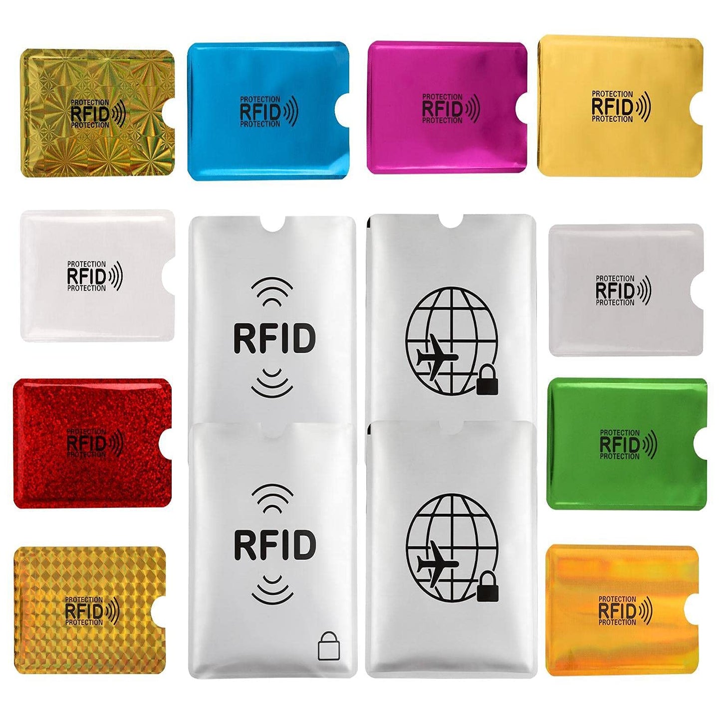 luumxai 16 rfid blocking sleeves set (10 credit card holders & 4 passport protectors) identity theft protection secure set.waterproof aluminum foil…