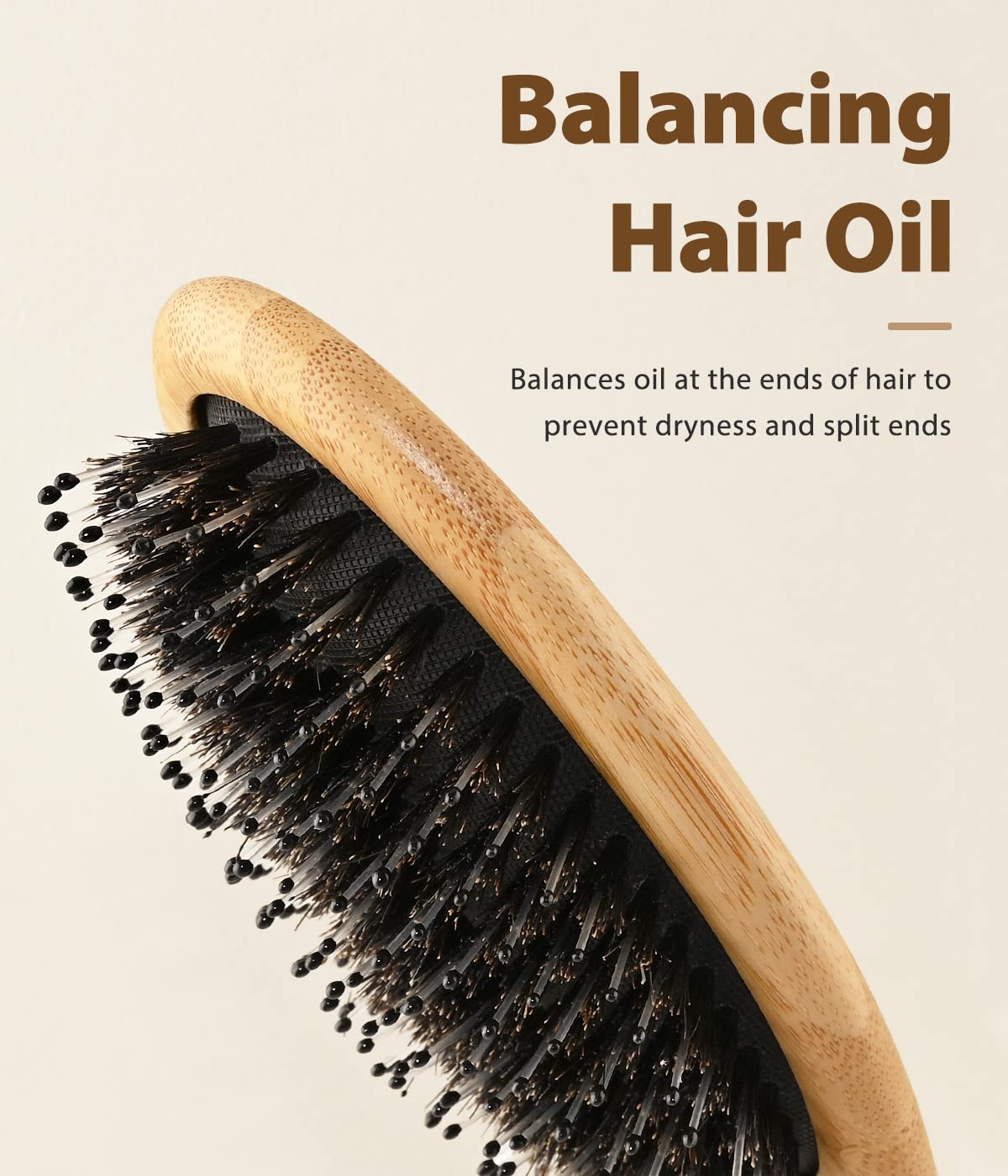 BLACK EGG Boar Bristle Brush for Wet/Dry Hair - Smoothing, Massaging, Detangling, Reduce Frizz, Restore Shine - Bamboo Brush for Women, Men, Kids