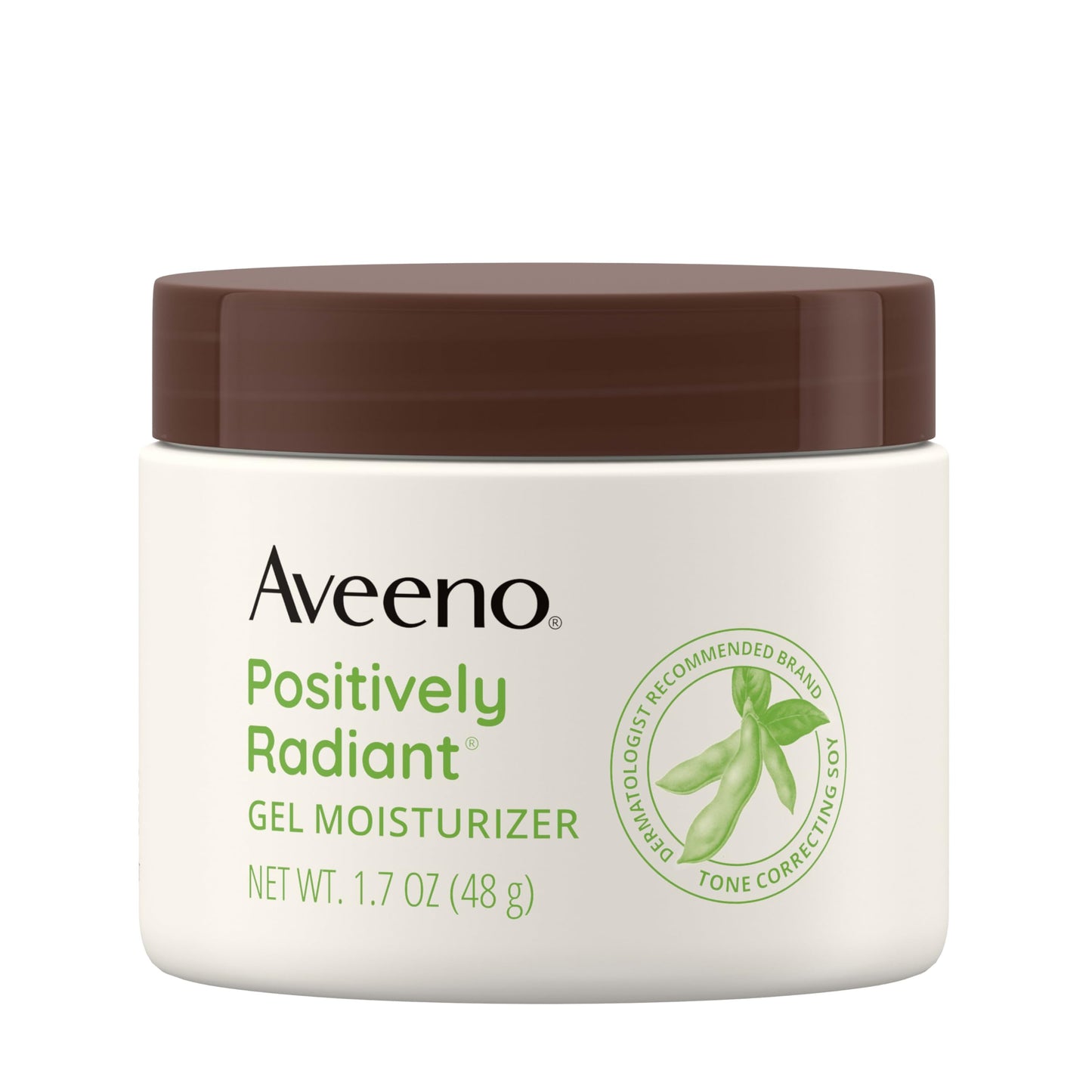 Aveeno Positively Radiant Daily Gel Moisturizer, 1.7oz – Hydrating Face Cream with Hyaluronic Acid & Soy to Brighten & Even Tone