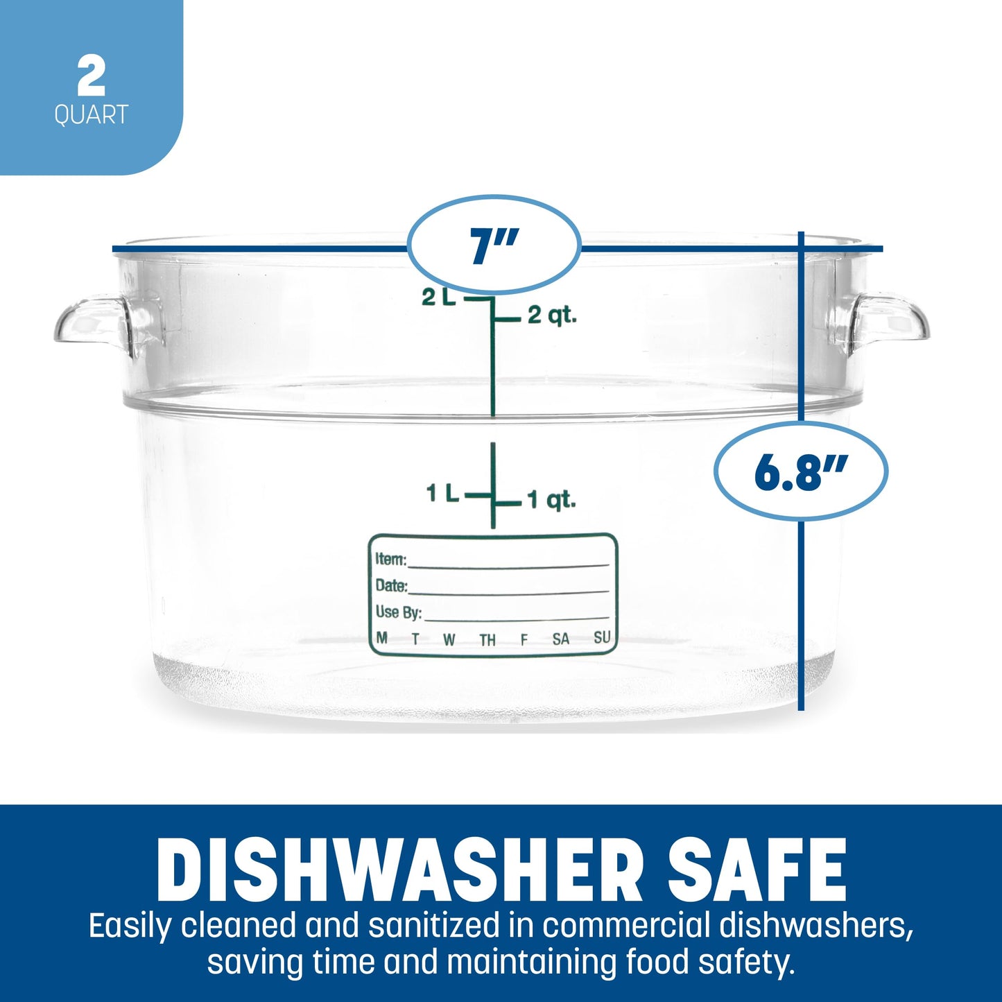 Carlisle FoodService Products Storplus Round Food Storage Container with Stackable Design for Catering, Buffets, Restaurants, Polycarbonate (Pc), 2…