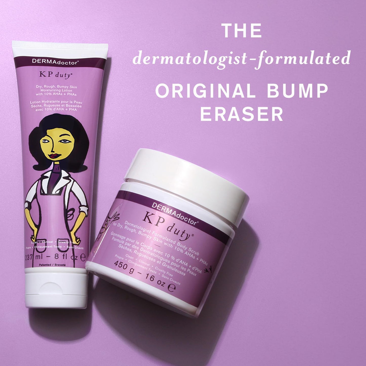 DERMAdoctor KP Bump Eraser Body Scrub and Lotion Kit Dermatologist Formulated Exfoliant | Keratosis Pilaris Treatment For Dry And Bumby Skin 10% AHAs Beauty & Personal Care DERMAdoctor