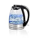 Hamilton Beach Glass Electric Tea Kettle, Water Boiler & Heater, 1 Liter, 1500 Watts for Fast Boiling, BPA Free, Cordless Serving, Auto-Shutoff…