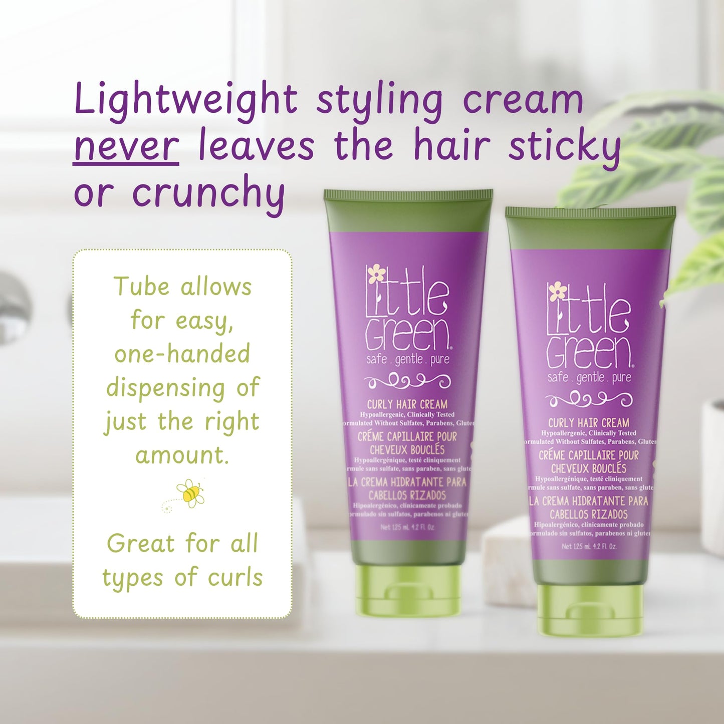 Little Green Kids Curly Hair Cream, Anti Frizz Curl Defining Cream, Kids Curly Hair Products, 4.2oz