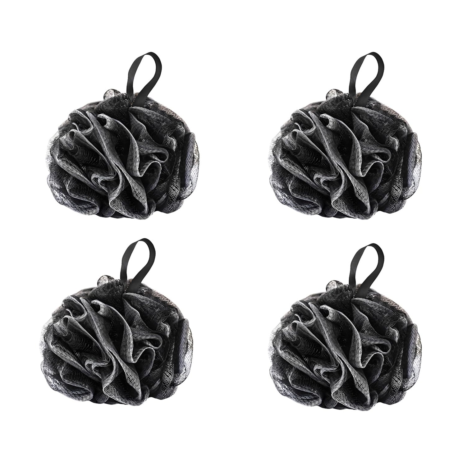 SEVENHEAD Bath Sponge Shower Loofahs, Gray, 50g/Piece, Mesh Pouf Bath Scrunchies Body Wash Puff(Set of 4)