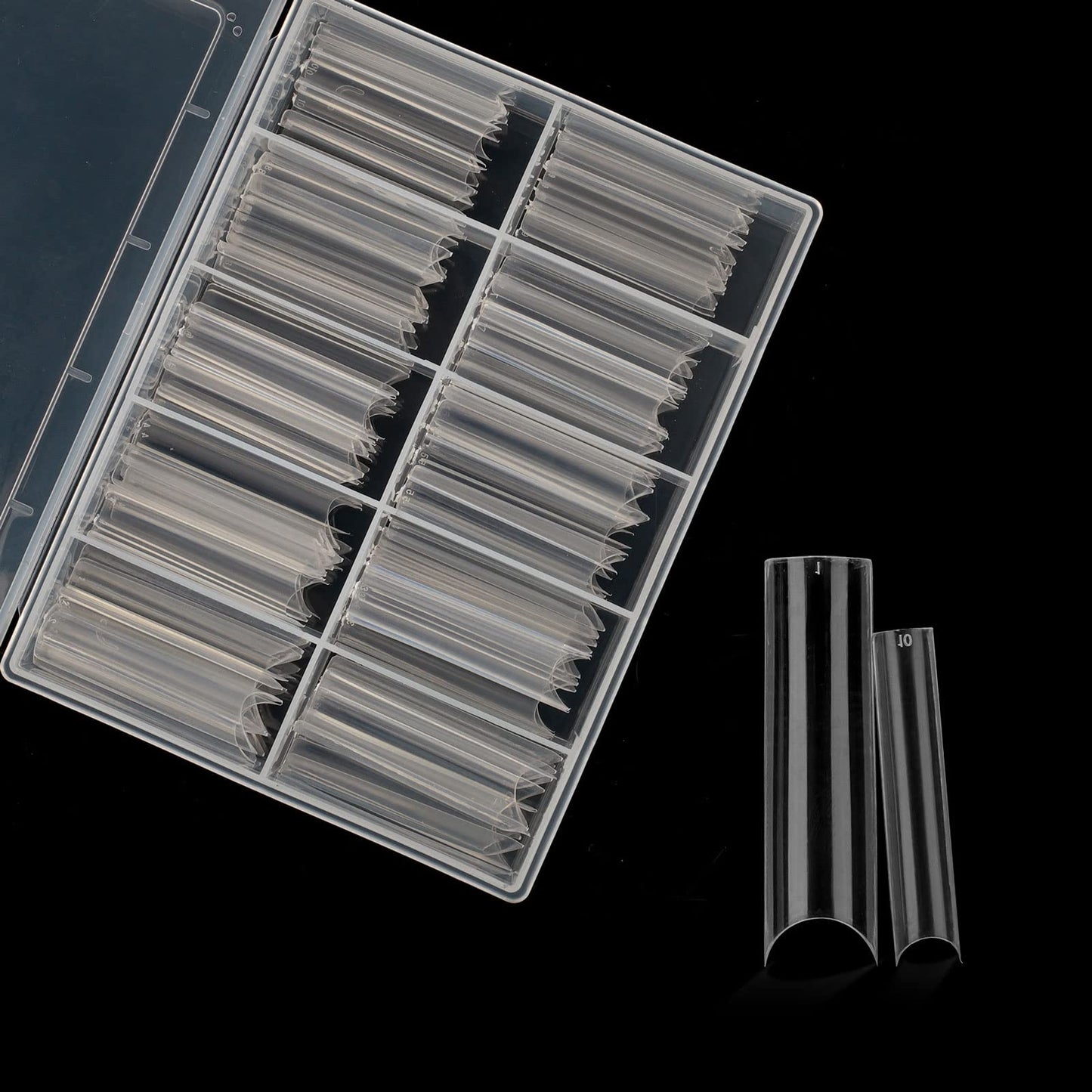 Square C Curve Extra Long Nail Tips, Half Cover Clear Acrylic Fake Nail Tips, Press On Nail False Nails with Case for Nail Salons and DIY Nail Art