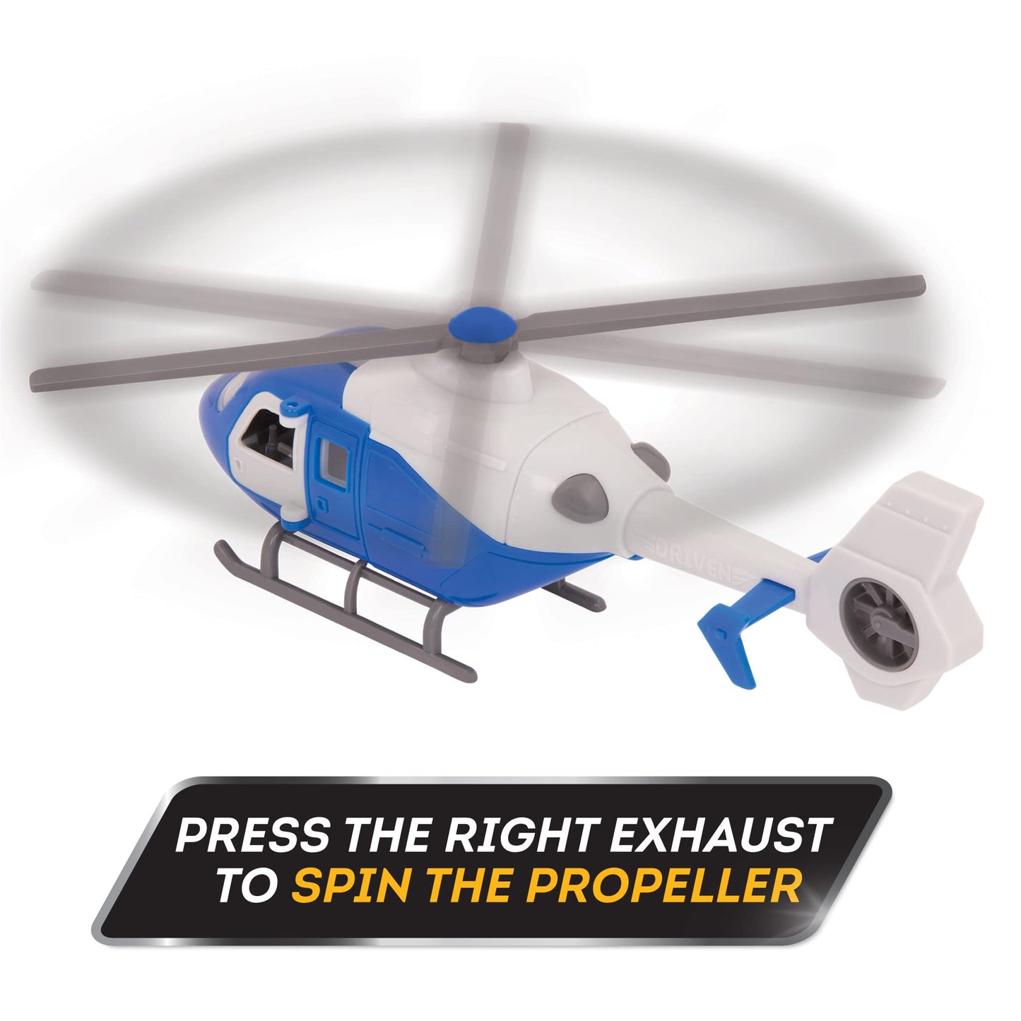 Driven by Battat 7" Rescue Helicopter Toy – Lights & Sounds, Opening Doors, Durable Vehicle with Realistic Details, Gift for Kids Ages 3+