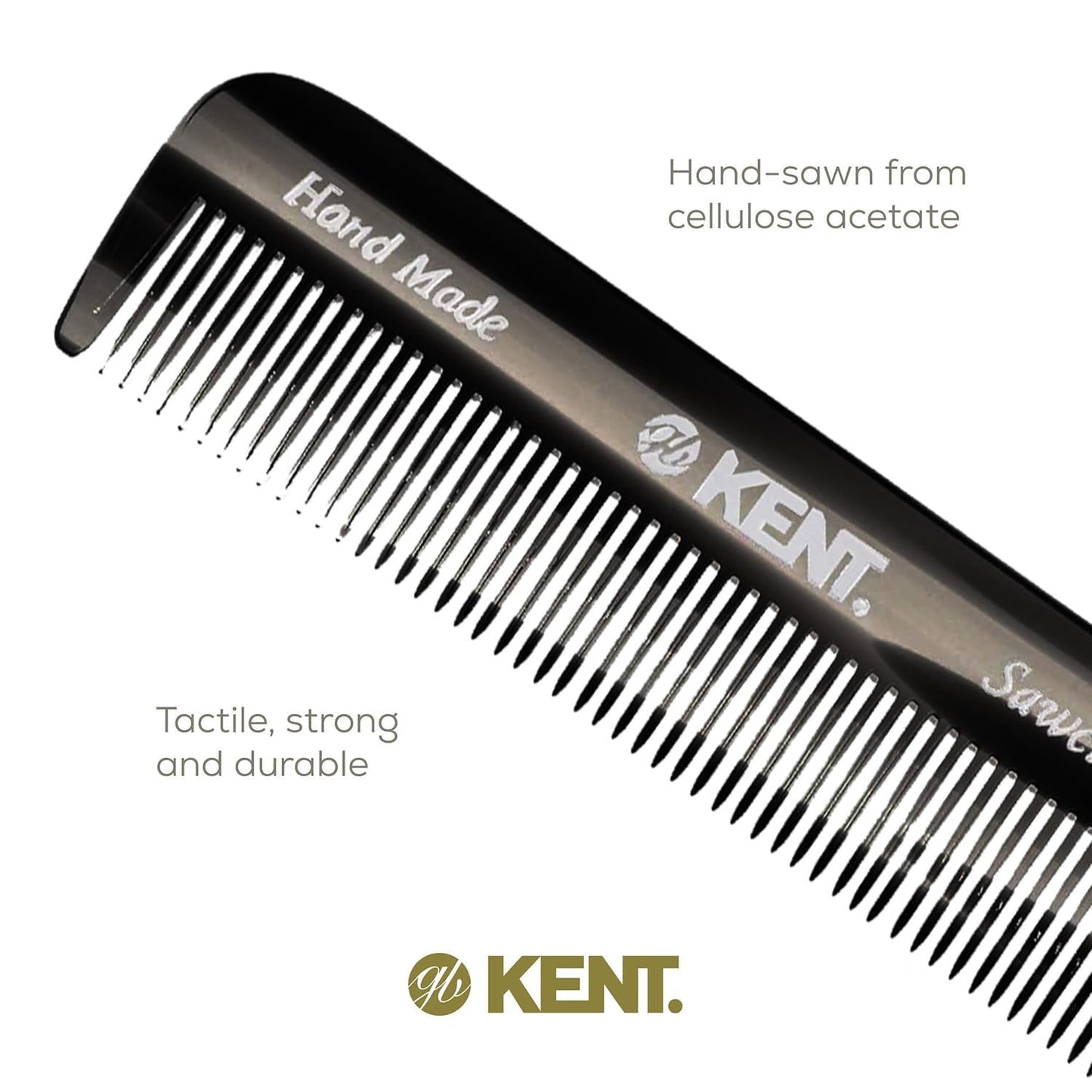Kent FOT Black Graphite Fine Tooth Comb for Men - Handmade Pocket Comb for Travel, Styling, Fine or Thinning Hair, Mustache and Beard Care Beauty and Personal Care KENT