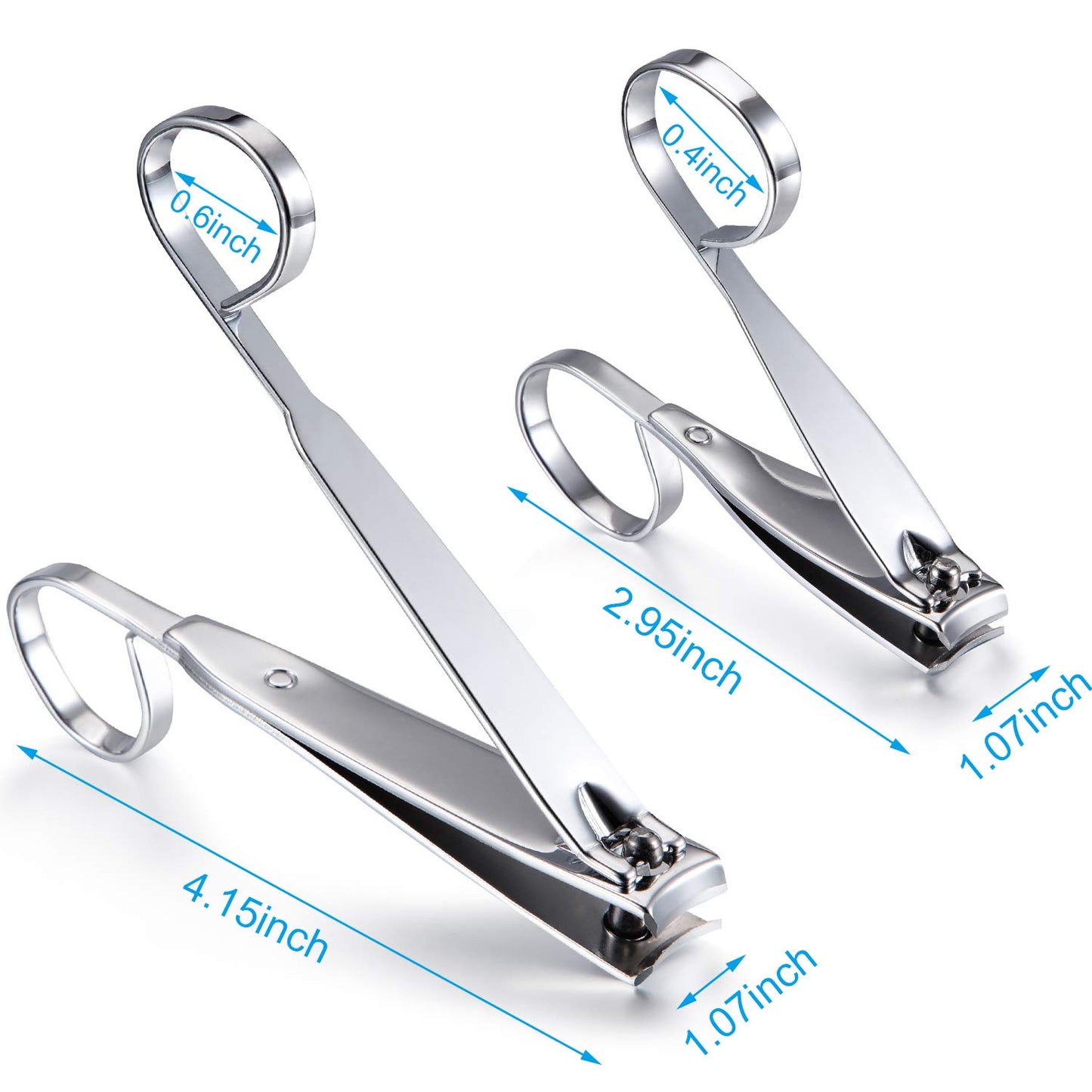 Mudder 4 Pack EZ Grip Nail Clipper Set Sharp Stainless Steel Fingernail and Toenail Clipper Cutters Trimmer Long Handle Travel Nail Kit for Men