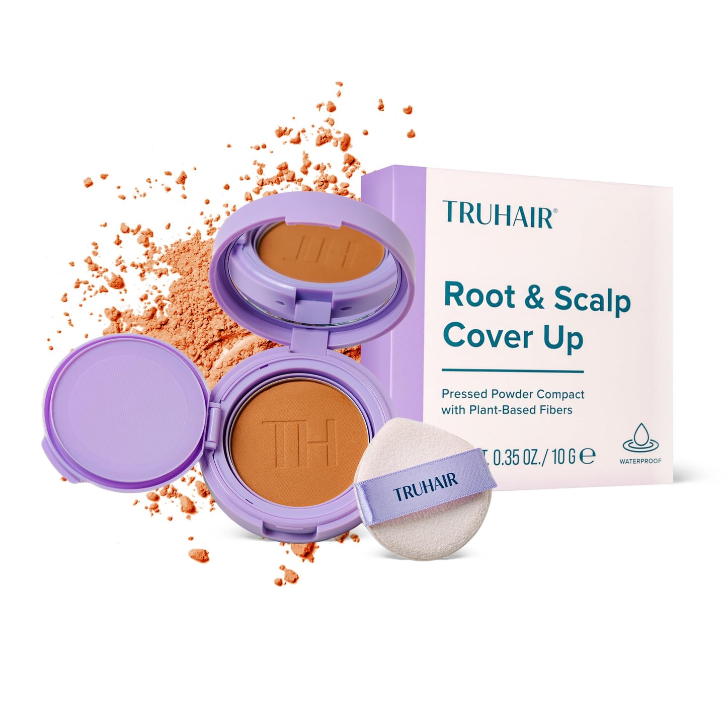 TRUHAIR Root & Scalp Cover Up Pressed Powder Compact, Waterproof, Weightless Hair Coverage & Bald Spot Concealing, Root Touch Up Hair Color for Gray