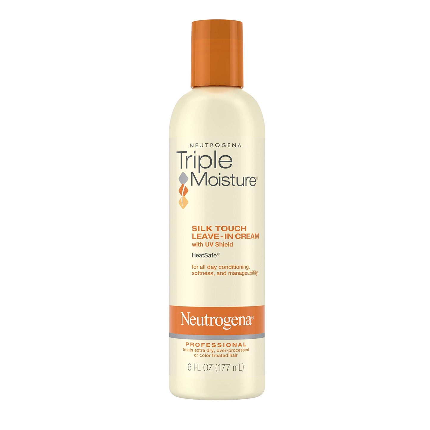 Neutrogena Triple Moisture Silk Touch Leave-In Cream Conditioner for Extra Dry Hair, Damaged & Over-Processed Hair, Hydrating with Olive, Meadowfoam & Sweet Almond, 6 fl. oz