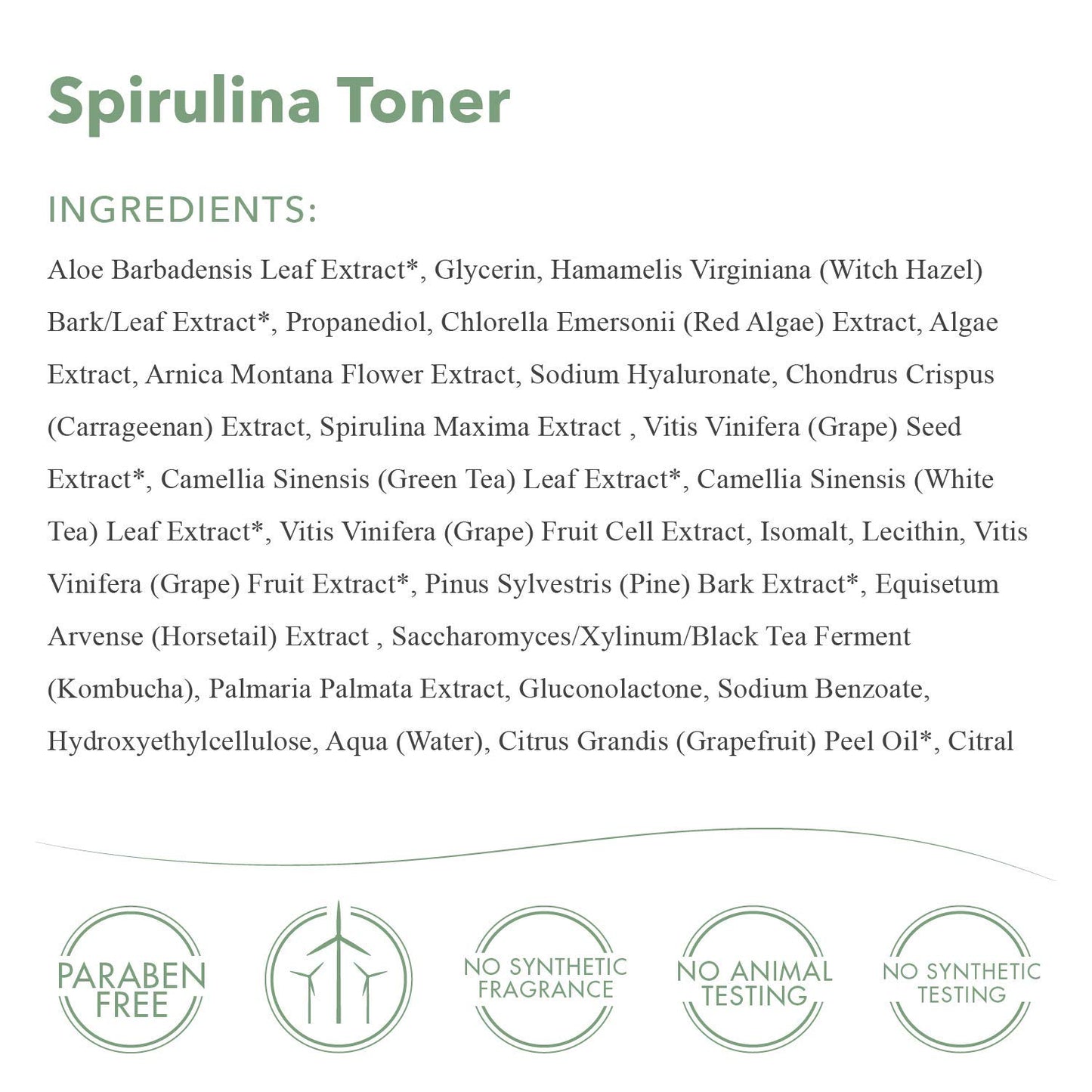 emerginC Scientific Organics Spirulina Toner - Gentle + Effective Toner for Face with Plant Stem Cells + Witch Hazel (4 oz, 120 ml)