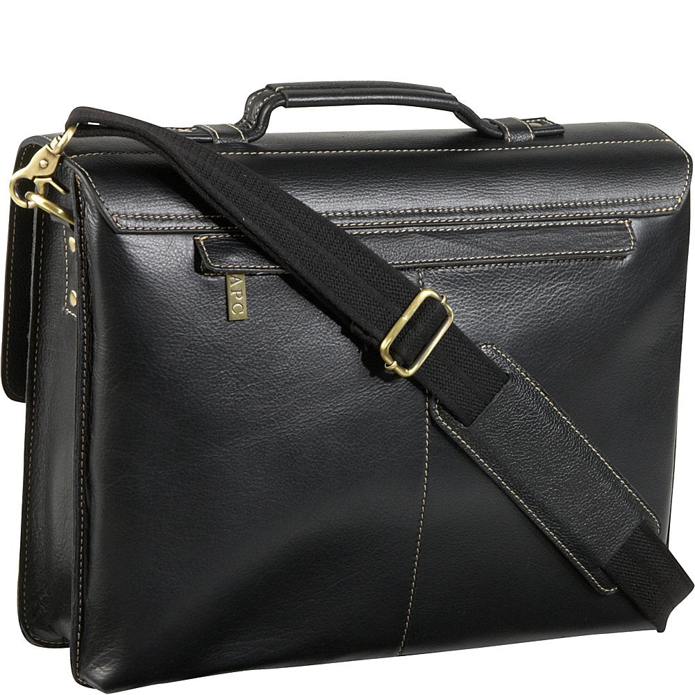AmeriLeather Classical Leather Organizer Briefcase (Brown)