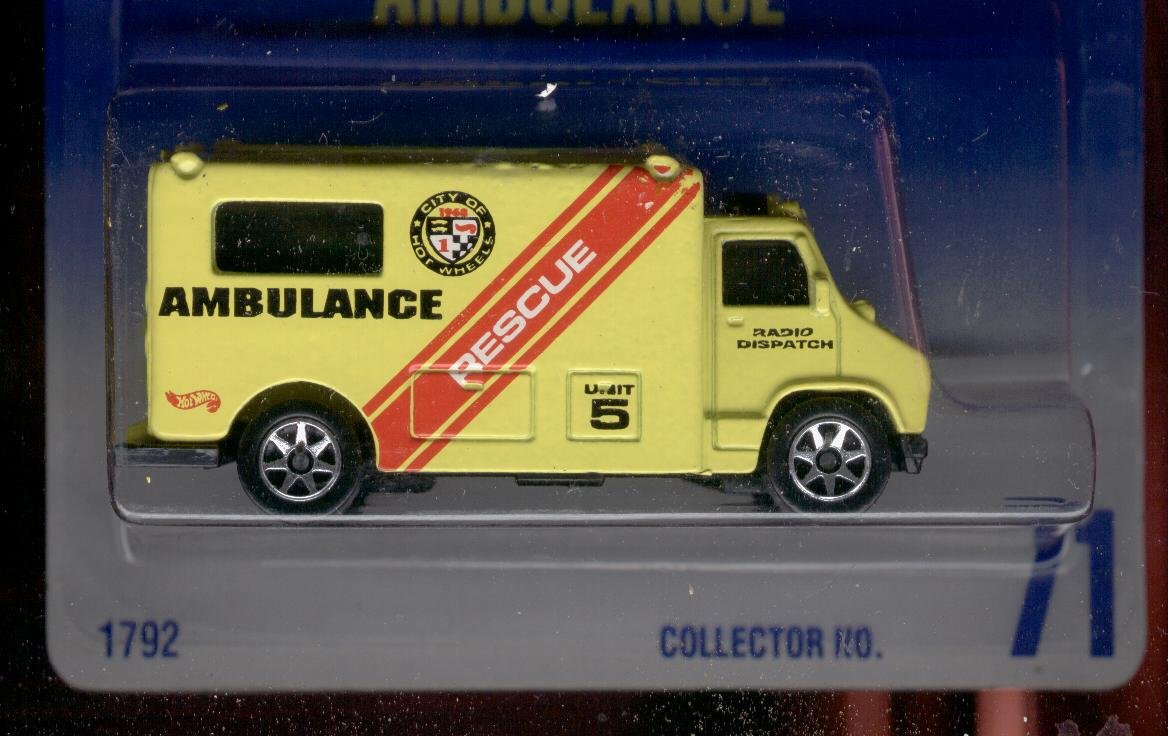 Hot Wheels 1991-71 Ambulance Blue Card 1:64 Scale
