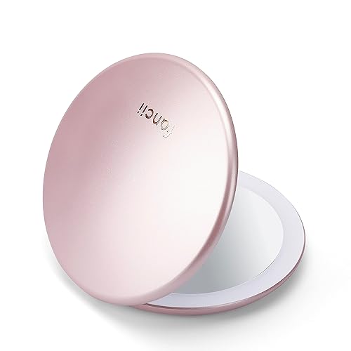 Fancii Taylor LED Lighted Travel Makeup Mirror, Rechargeable with 10x/1x Magnifying & 3 Light Settings - Compact, Portable, Large 5” Wide Hand Mirror