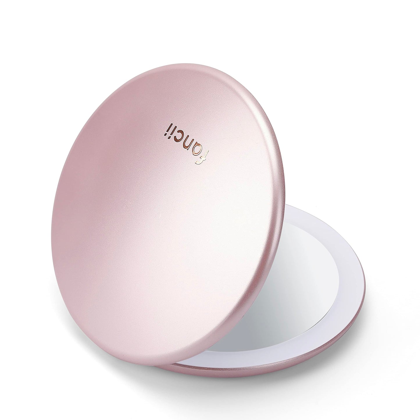 Fancii Taylor LED Lighted Travel Makeup Mirror, Rechargeable with 10x/1x Magnifying & 3 Light Settings - Compact, Portable, Large 5” Wide Hand Mirror