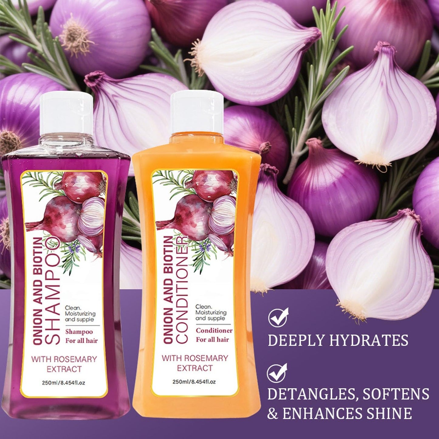 Onion Rosemary Shampoo & Conditioner Set, Shampoo and Treatment for Hair Loss and Thinning Hair, Strengthens Thickens & Reduces Hair Loss Scalp