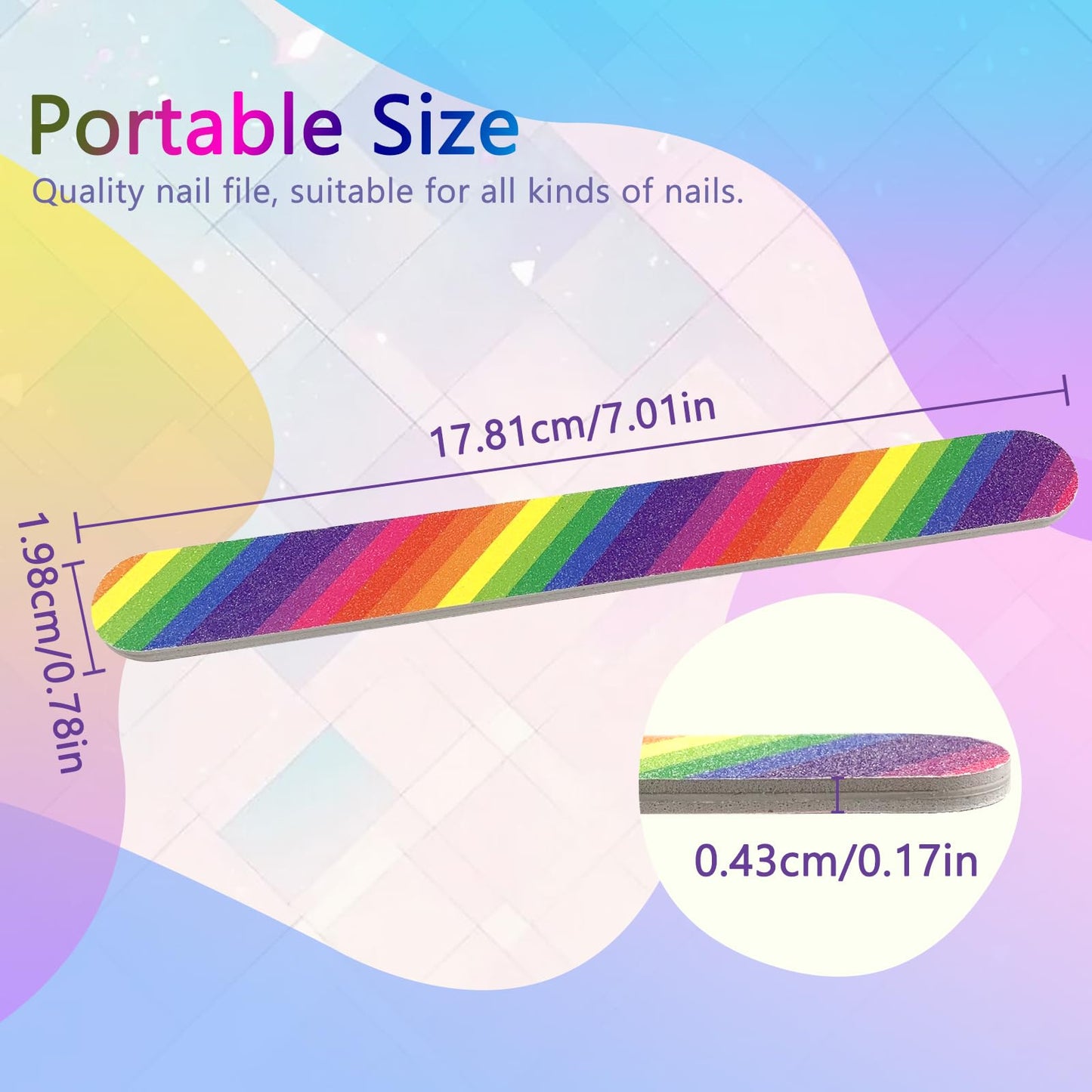 LNAUJS 12PCS Professional Double-Sided 100/180 Grit Nail Files Colorful Manicure Pedicure Tools Beauty and Personal Care LNAUJS