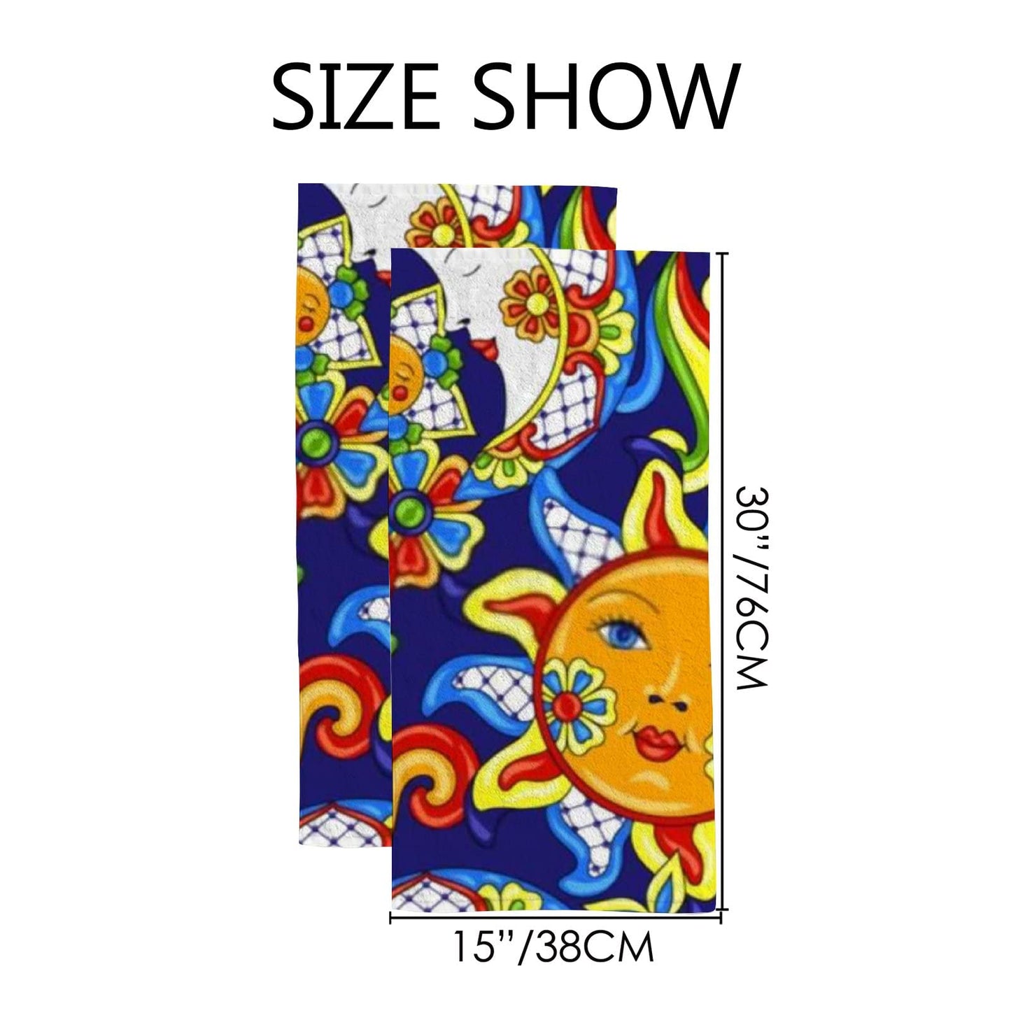 ZKLZI ZHONGJI Hand Towels 2 Piece Mexican Talavera Cute Pattern Blue Comfortable Skin-Friendly Non-Fading Bathroom Spa Kitchen Hotel Bath Gym Running…