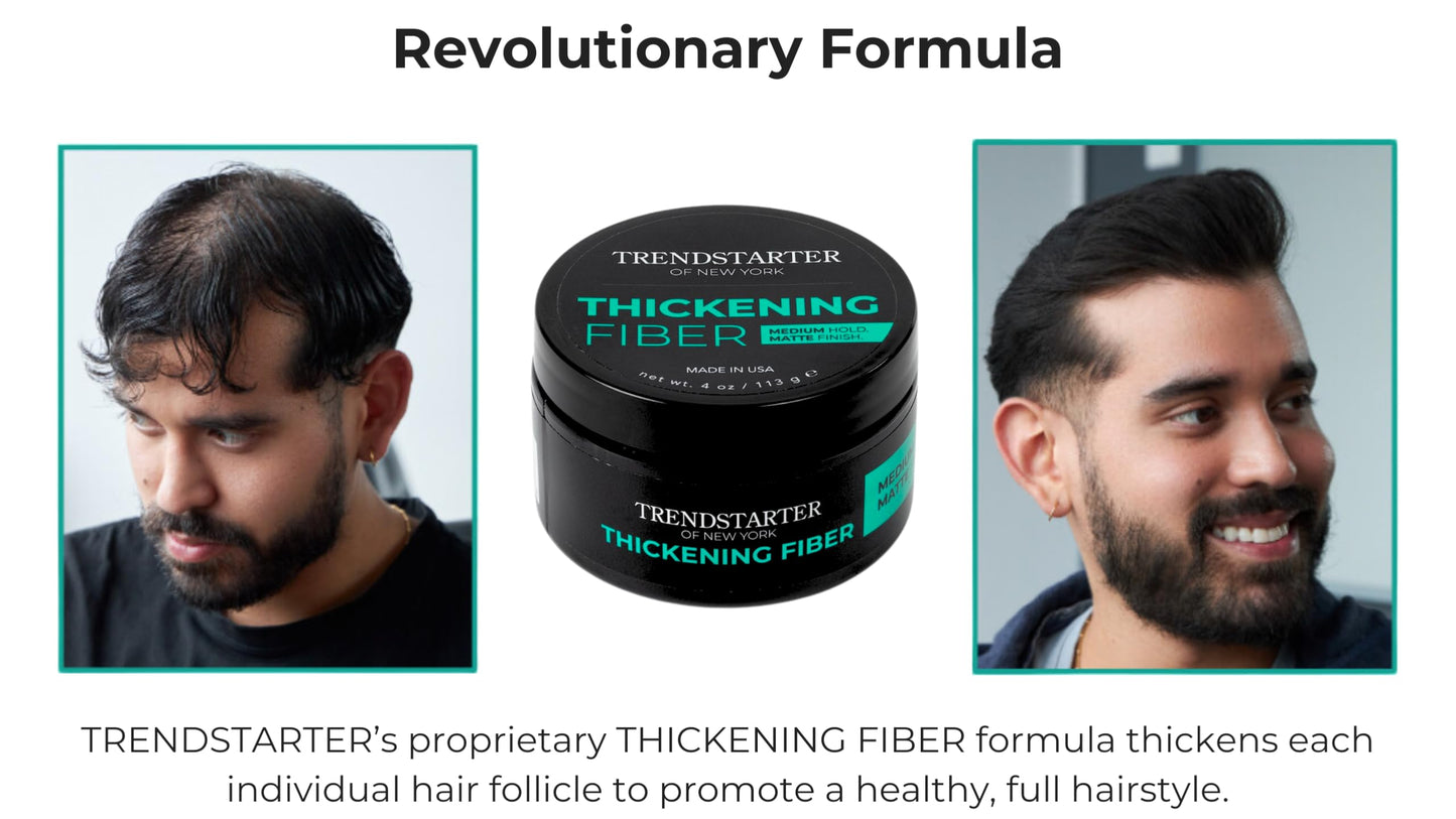 TRENDSTARTER - THICKENING FIBER (4oz) - Medium Hold - Matte Finish - Premium Hair Thickening Clay Pomade - Water-Based - All-Day Hold Styling Product