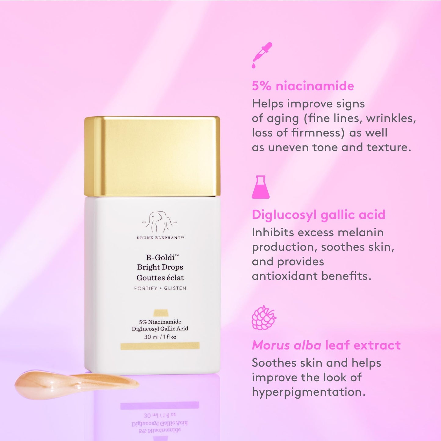 Drunk Elephant B-Goldi Bright Drops - 30 ml/1 fl oz - Illuminating Color Serum Drops - Clean Clinical Skincare - Cruelty-Free - Dermatologist-Tested