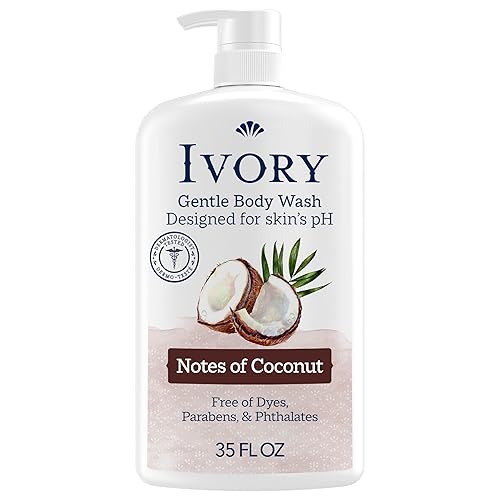 Ivory Body Wash, Designed for the Whole Family, Gentle Formula, Free of Dyes Heavy Perfumes Parabens Phthalates & Silicones, Coconut Scent, 35 oz